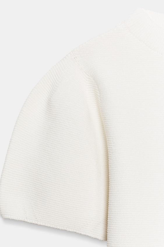 Top en maille à manches bouffantes