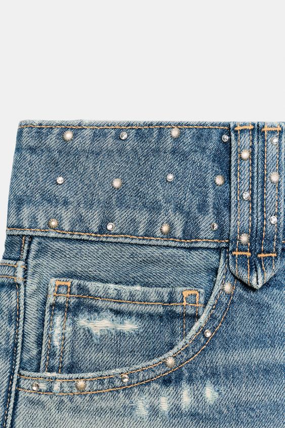 Short mini en denim TRF à clous