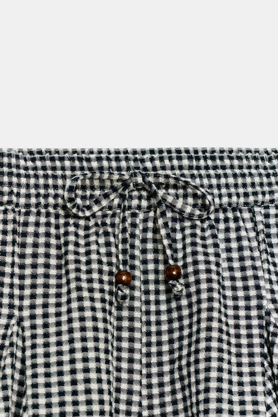 Jupe-culotte à carreaux vichy évasée