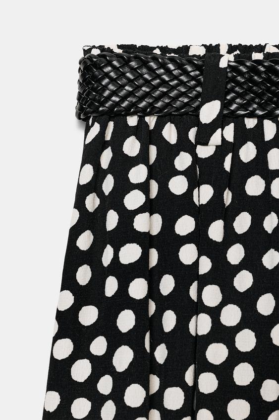 Pantalon-culotte à pois avec ceinture