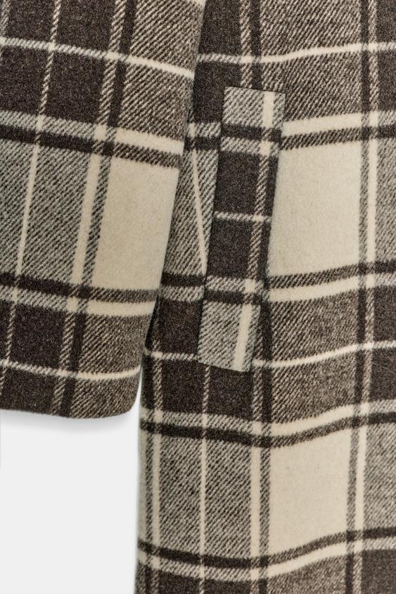 Manteau extra-long en laine à carreaux
