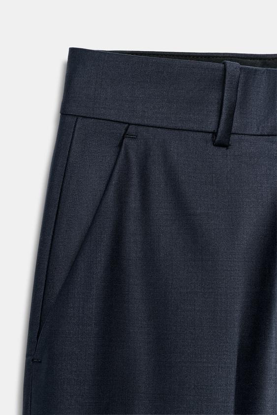 Pantalon en mélange de laine à rayure et pli marqué ZW Collection