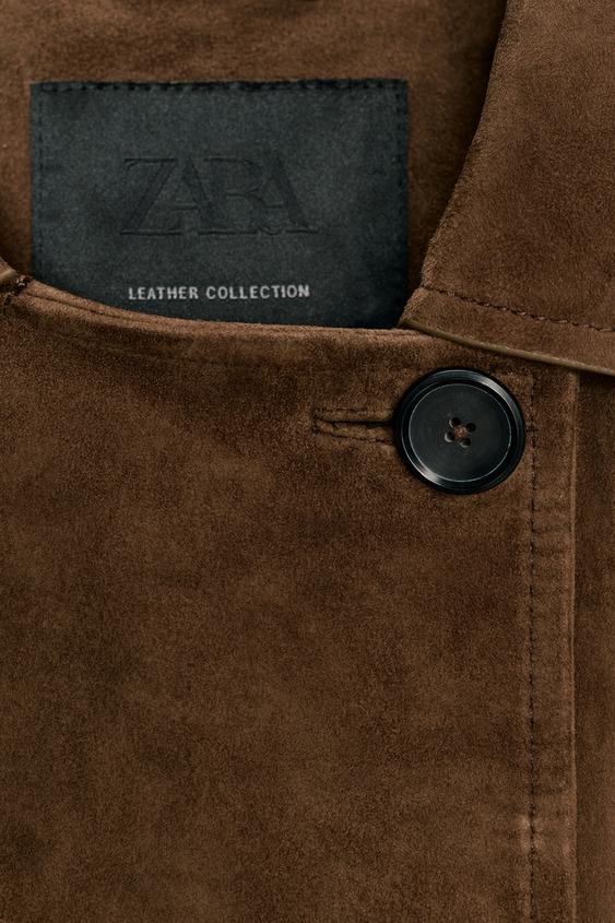 Trench court 100 % cuir suédé ZW Collection Édition limitée
