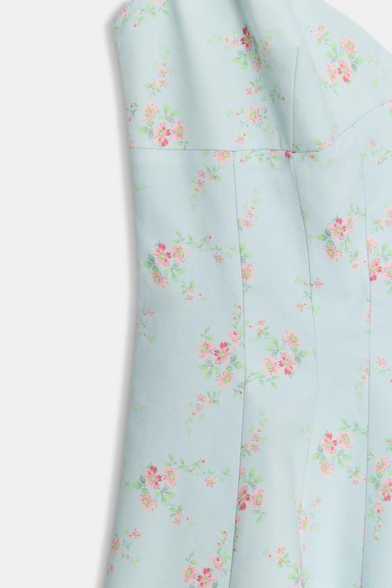 Robe courte en popeline à fleurs