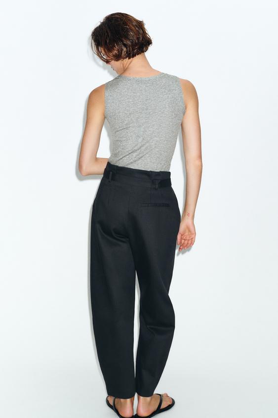 Pantalon paperbag avec ceinture