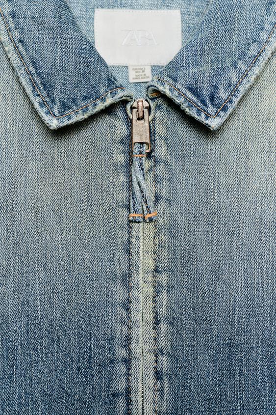 Veste en denim TRF à fermeture zippée
