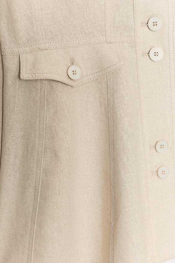 Veste cintrée à épaulettes en lin