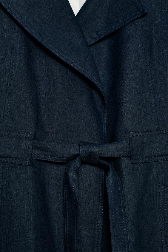 Veste trench en lin avec ceinture