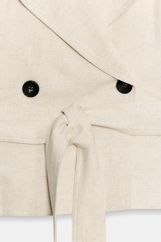 Gilet croisé en lin avec ceinture