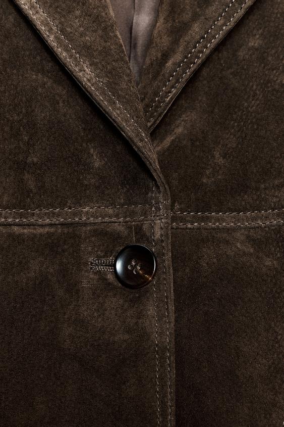 Manteau 100 % cuir suédé ZW Collection Édition limitée
