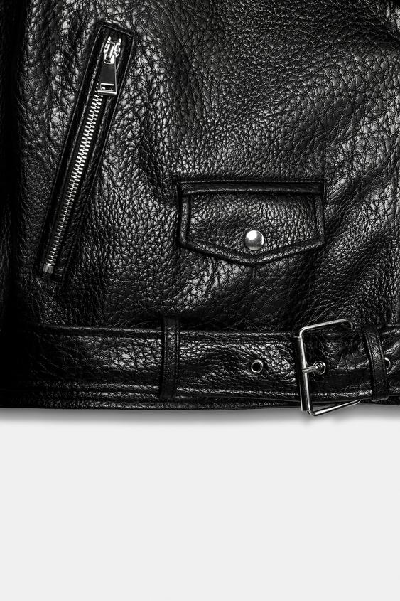 Blouson biker à épaulettes effet cuir
