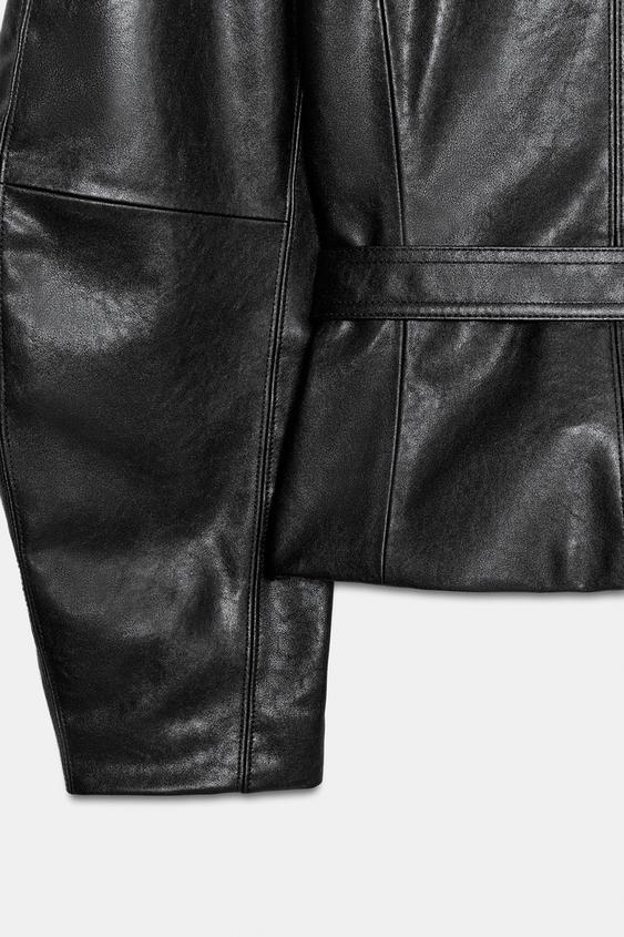 Veste avec ceinture effet cuir