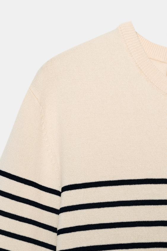 Pull en maille à manches courtes à rayures