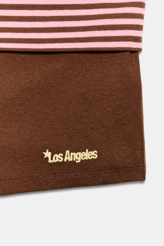 Short mini à taille rayée