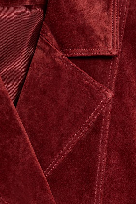 Blouson 100 % cuir suédé à passants