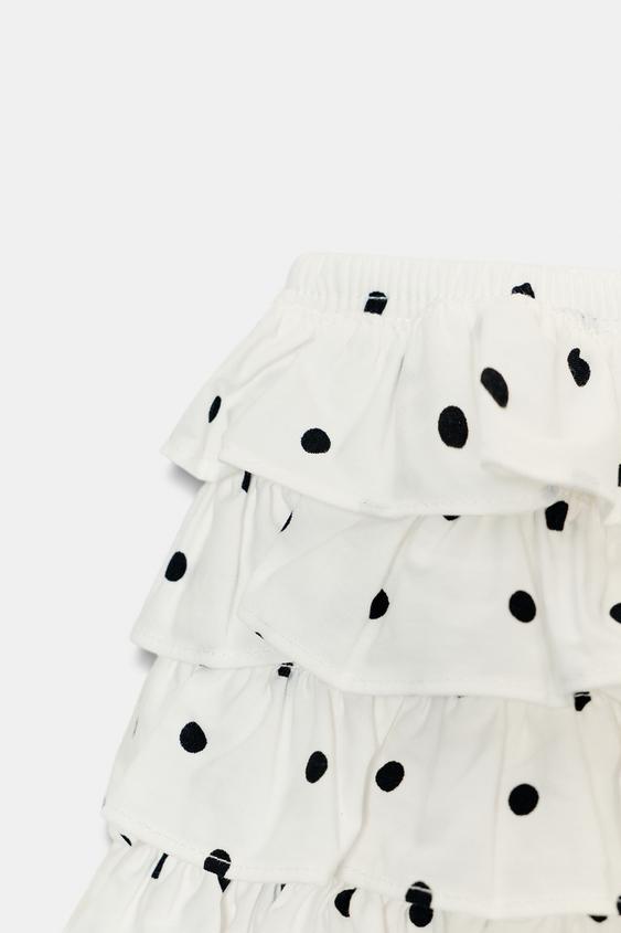 Short mini à volants à pois