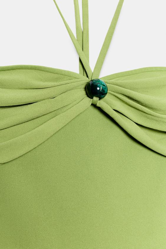Robe bandeau en maille à détail boule