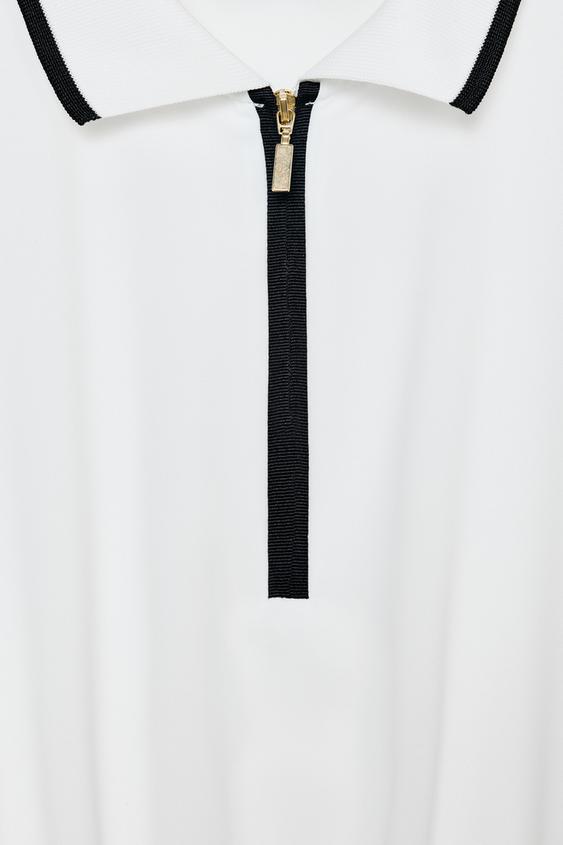 Robe midi contrastée plissée