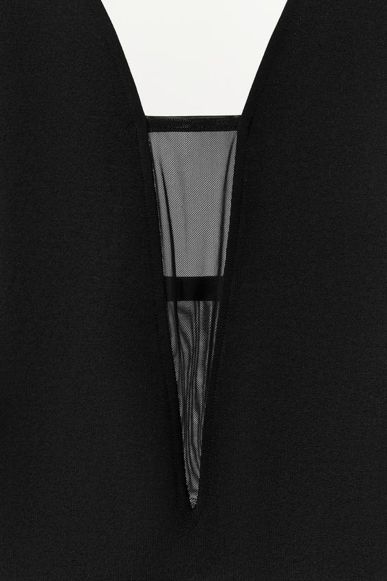 Body contrasté en tulle à bretelles