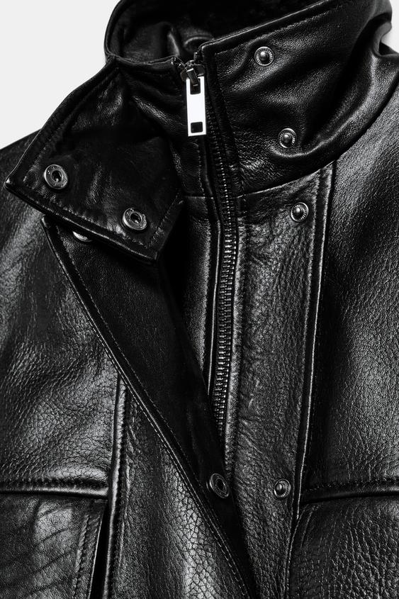 Veste en cuir à poches ZW Collection Édition limitée