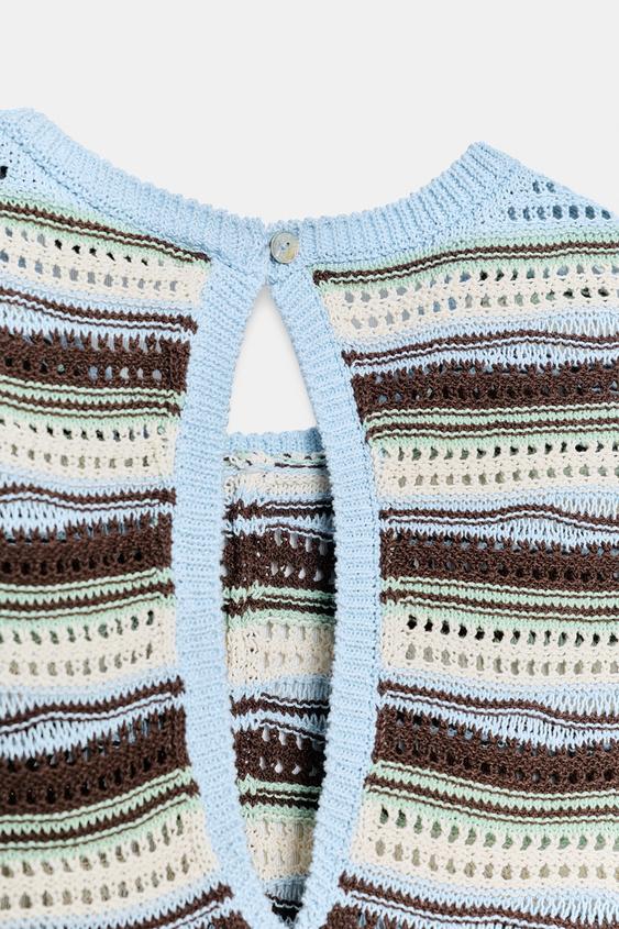 Combinaison en maille structurée à rayures