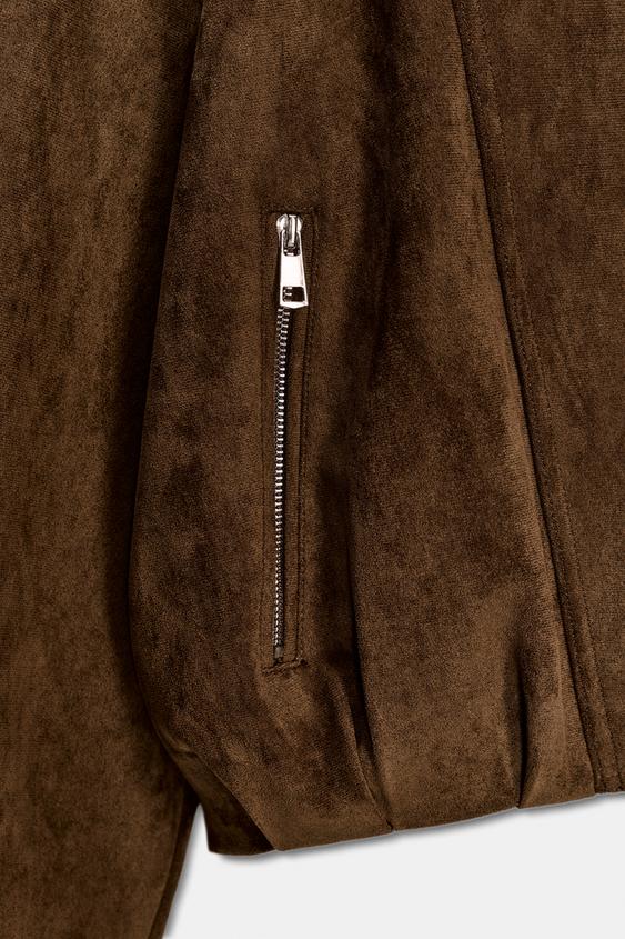 Blouson biker effet suédine oversize
