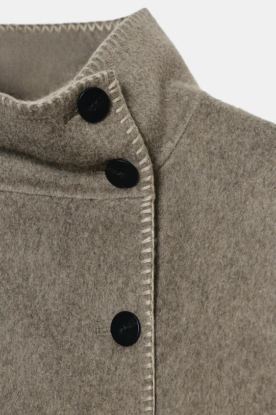 Veste en mélange de laine à surpiqûres ZW Collection