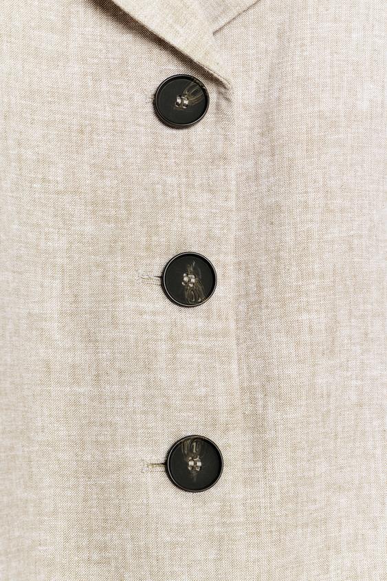 Blazer droit en lin à pinces