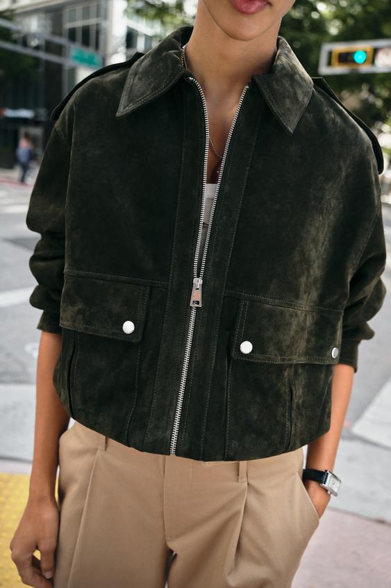 Blouson 100 % cuir suédé