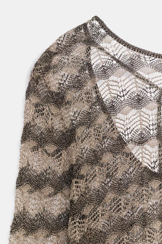 Robe mini en maille ajourée à fil métallisé