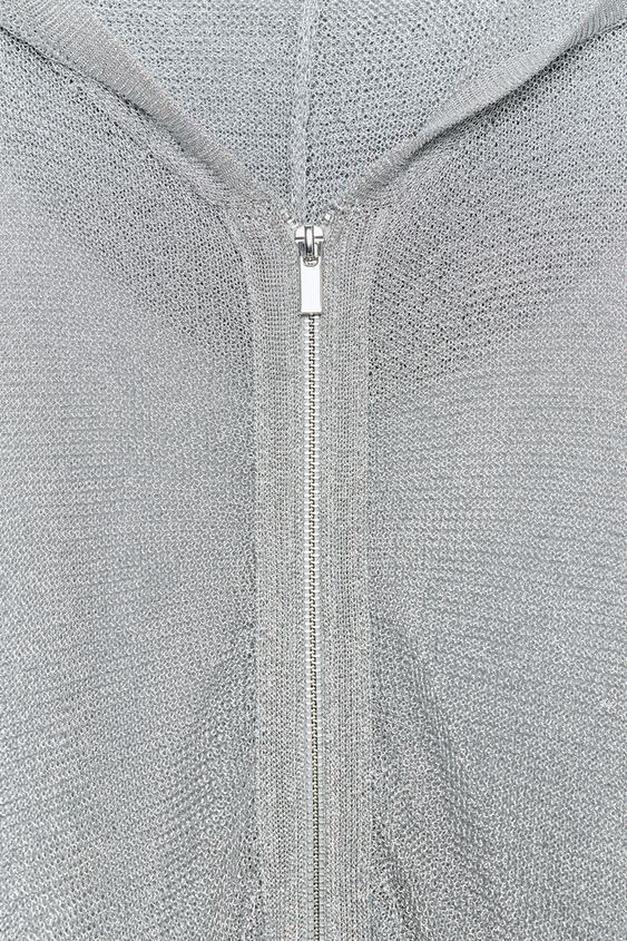 Sweat-shirt à capuche en maille à fil métallisé
