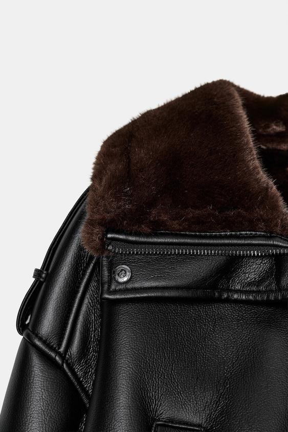 Blouson bomber double-face effet cuir
