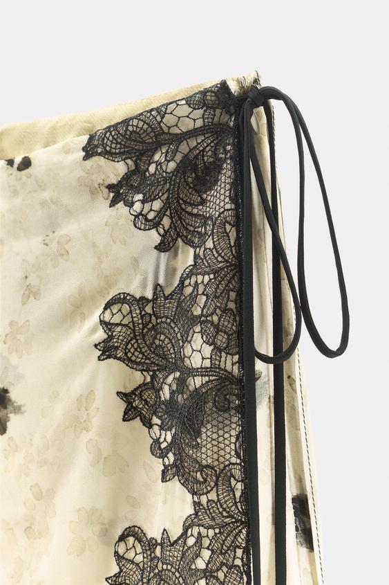 Jupe-culotte imprimée en dentelle