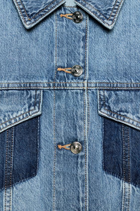 Blouson Z1975 court contrasté en denim
