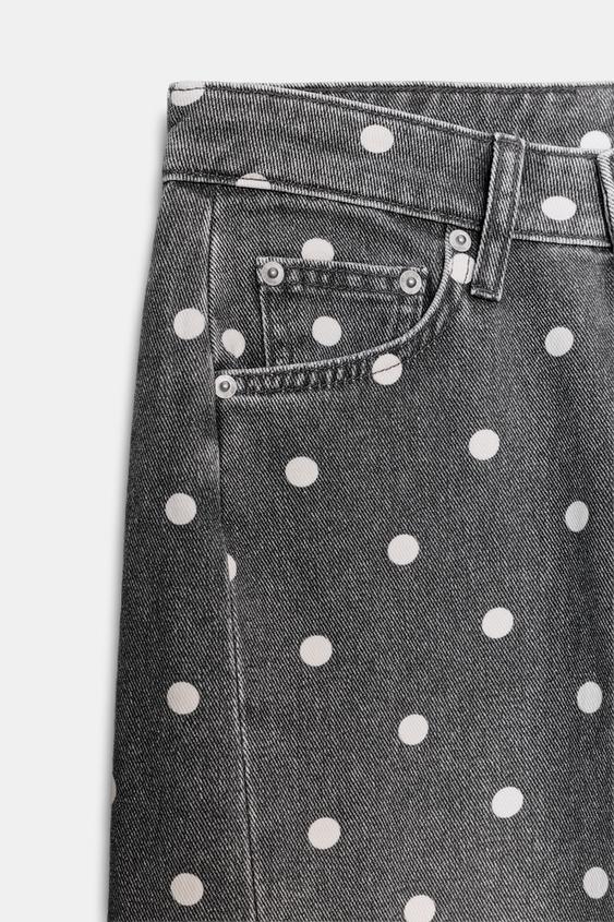Jean ZW Collection cheville coupe décontractée taille mi-haute à pois