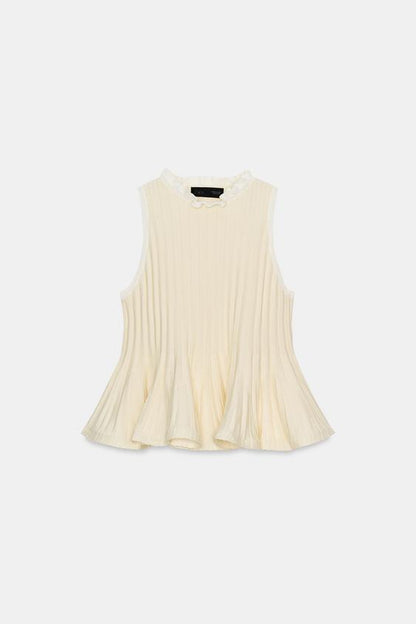 Top côtelé en maille peplum