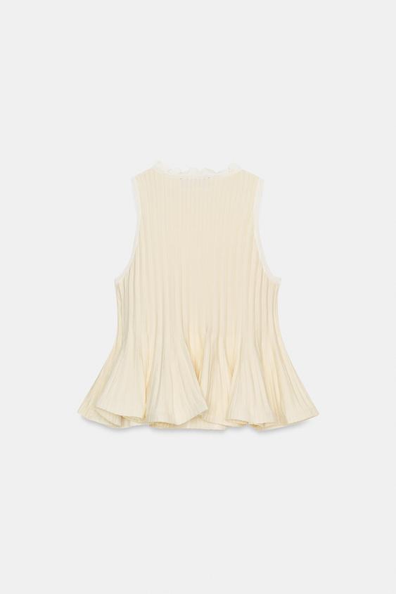 Top côtelé en maille peplum