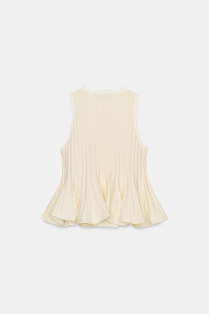 Top côtelé en maille peplum