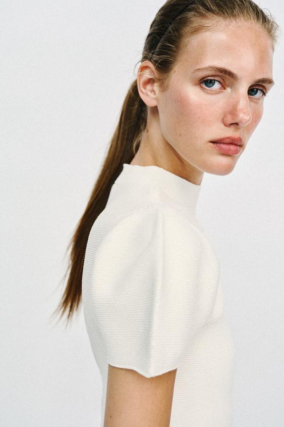 Top en maille à manches bouffantes