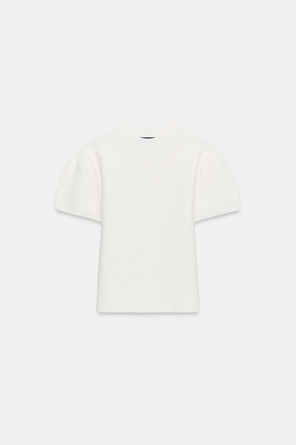 Top en maille à manches bouffantes