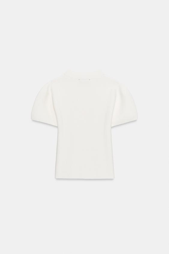 Top en maille à manches bouffantes