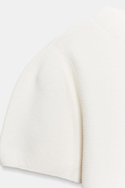 Top en maille à manches bouffantes