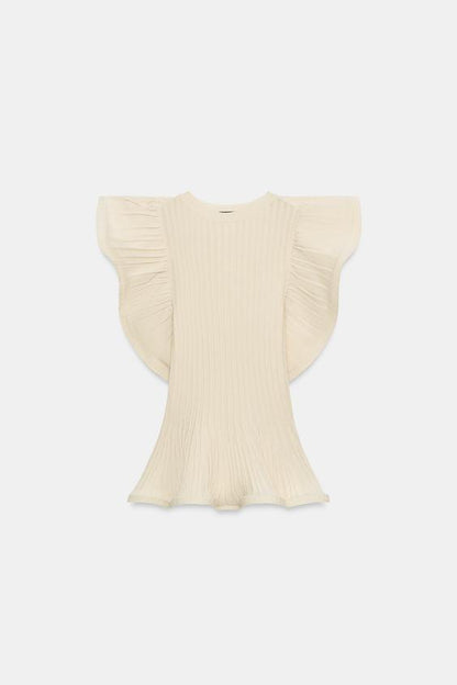 Top en maille à finitions ondulées