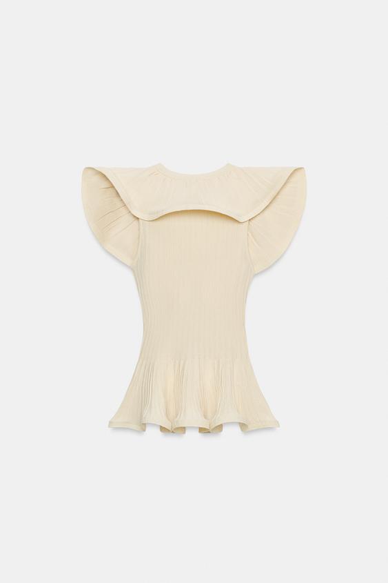 Top en maille à finitions ondulées