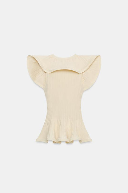 Top en maille à finitions ondulées