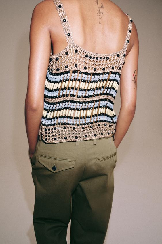 Top en maille à perles
