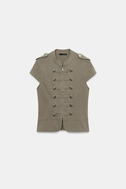 Gilet à fermeture zippée et boutons