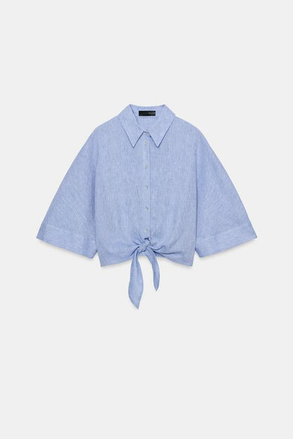 Chemise en lin avec nœud