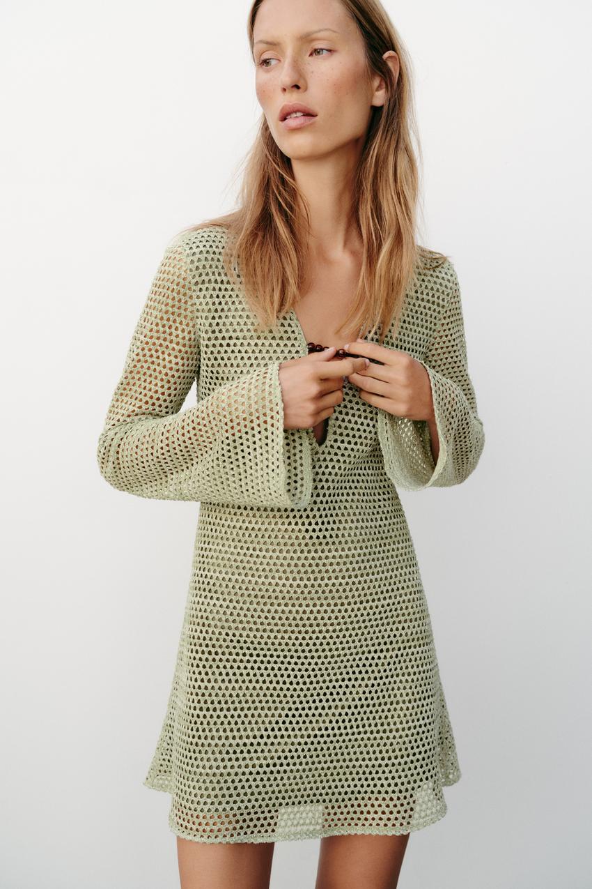 Robe mini au crochet à détail métallique