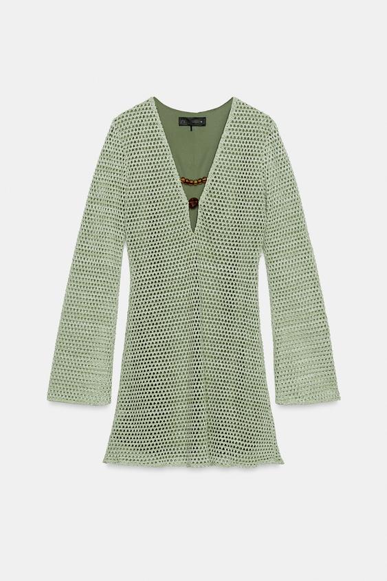 Robe mini au crochet à détail métallique